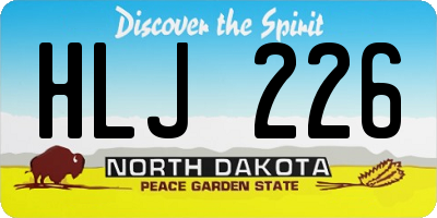 ND license plate HLJ226