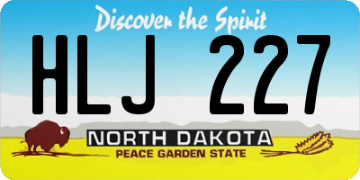 ND license plate HLJ227