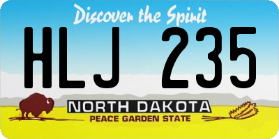 ND license plate HLJ235