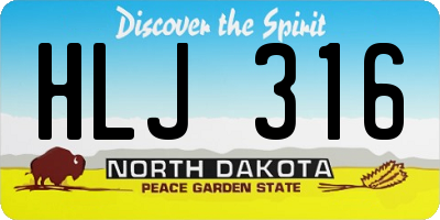 ND license plate HLJ316