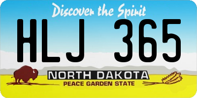 ND license plate HLJ365