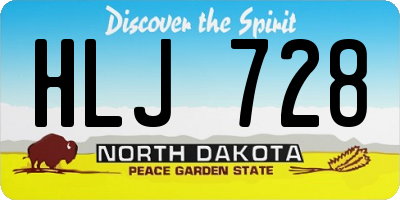 ND license plate HLJ728