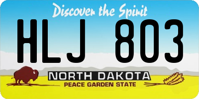 ND license plate HLJ803