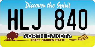 ND license plate HLJ840