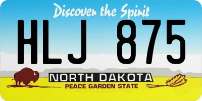ND license plate HLJ875