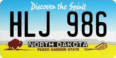 ND license plate HLJ986