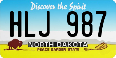 ND license plate HLJ987