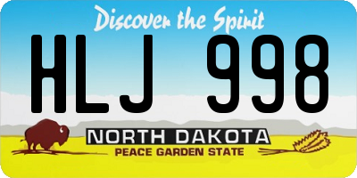ND license plate HLJ998