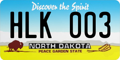 ND license plate HLK003