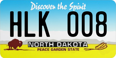 ND license plate HLK008