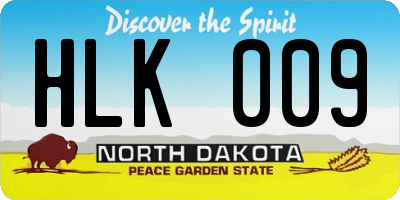 ND license plate HLK009