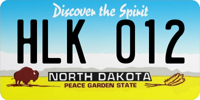 ND license plate HLK012