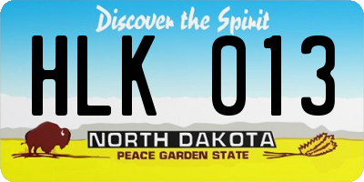 ND license plate HLK013