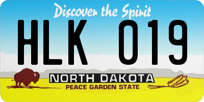ND license plate HLK019