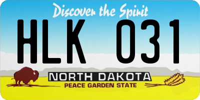 ND license plate HLK031