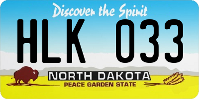 ND license plate HLK033