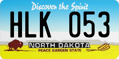 ND license plate HLK053