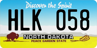 ND license plate HLK058