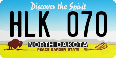 ND license plate HLK070