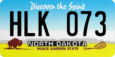 ND license plate HLK073