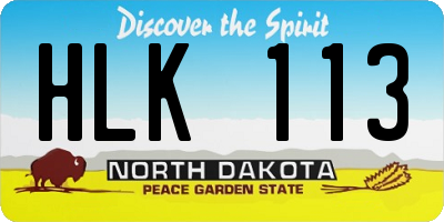 ND license plate HLK113