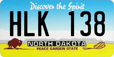 ND license plate HLK138