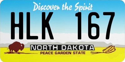ND license plate HLK167