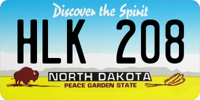 ND license plate HLK208
