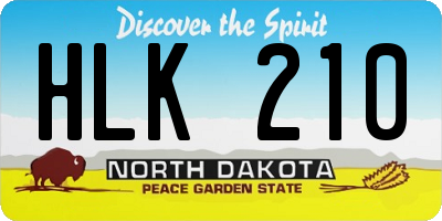 ND license plate HLK210