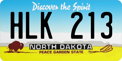 ND license plate HLK213