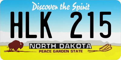 ND license plate HLK215