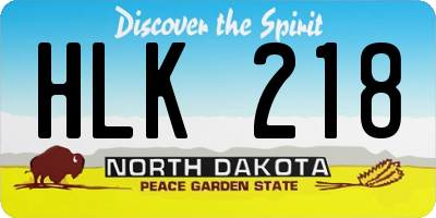 ND license plate HLK218