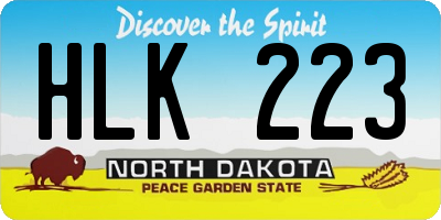 ND license plate HLK223