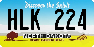 ND license plate HLK224