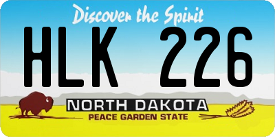 ND license plate HLK226