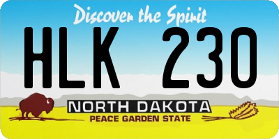 ND license plate HLK230