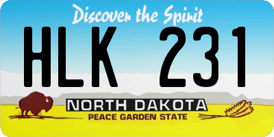 ND license plate HLK231