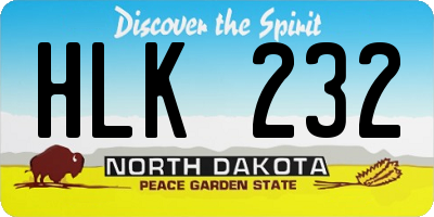 ND license plate HLK232