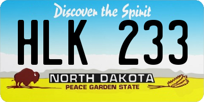 ND license plate HLK233