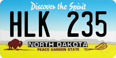 ND license plate HLK235
