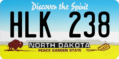 ND license plate HLK238