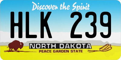 ND license plate HLK239