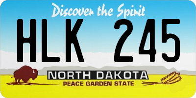 ND license plate HLK245