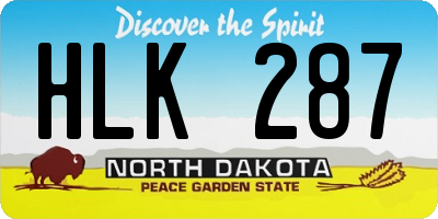 ND license plate HLK287