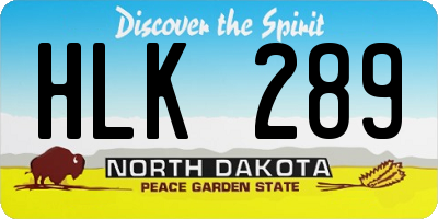 ND license plate HLK289