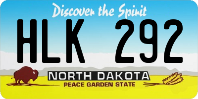 ND license plate HLK292