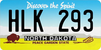 ND license plate HLK293