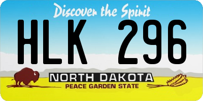 ND license plate HLK296