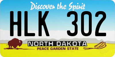 ND license plate HLK302