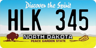 ND license plate HLK345